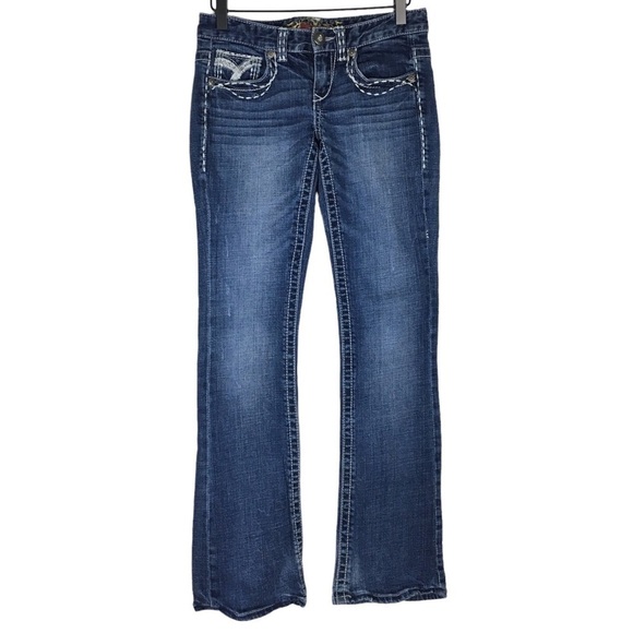 MAURICES Jeans Bootcut Embroidered Bling Flap Pockets Juniors Size 1/2 Regular - Picture 10 of 10